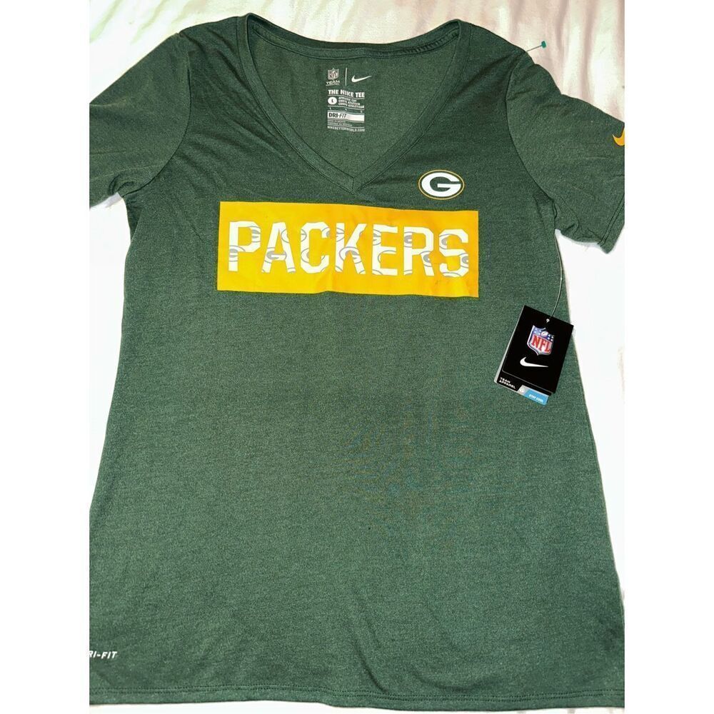 NFL Team Apparel The Nike Tee Greenbay Packers V-neck Short Sleeve T-Shirt size